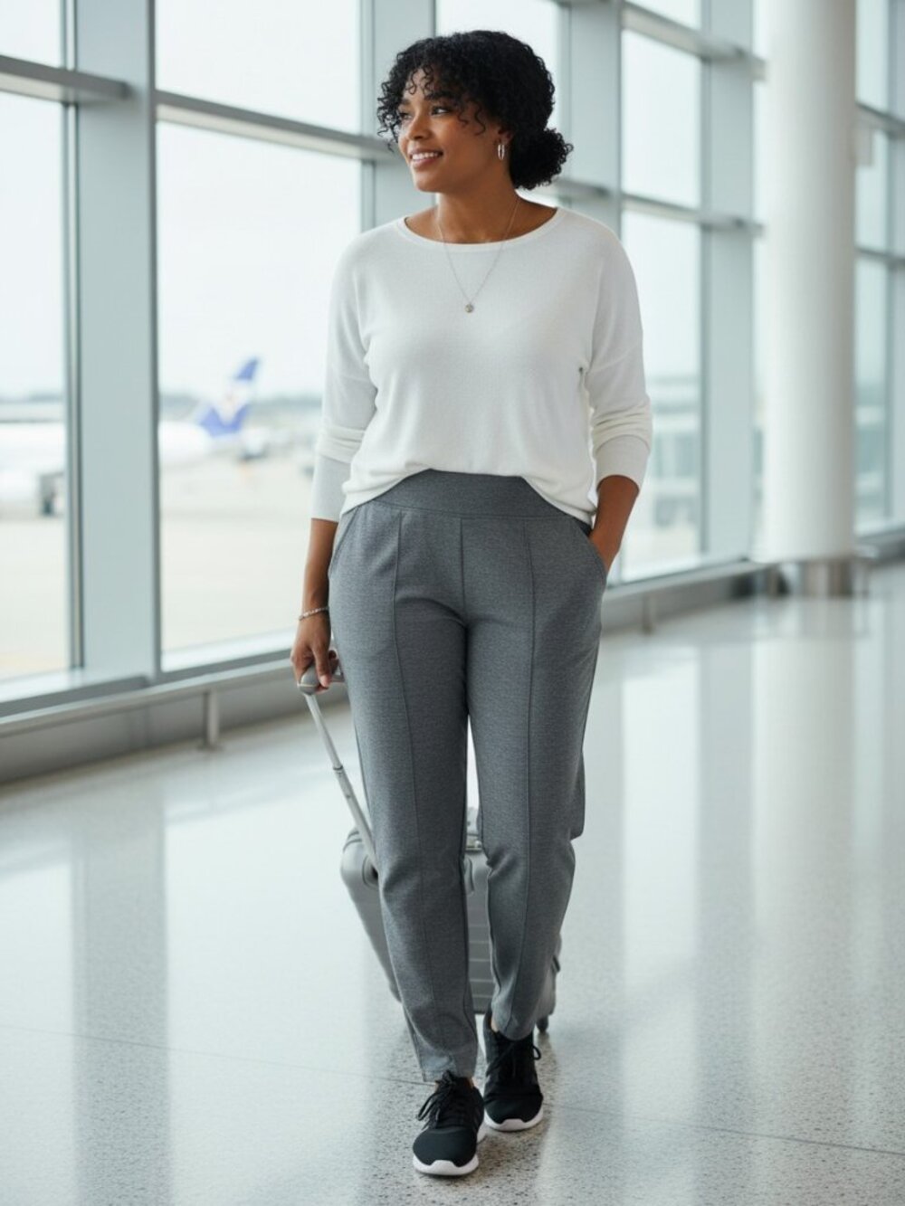 Stylus Ankle Pants Women XL Gray Excellent Pintuck Pull On Stretch Trousers